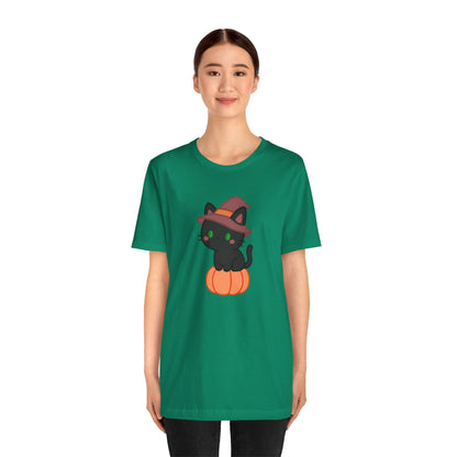 Halloween Cat Shirt – Cute Cat on a Pumpkin Graphic Tee
