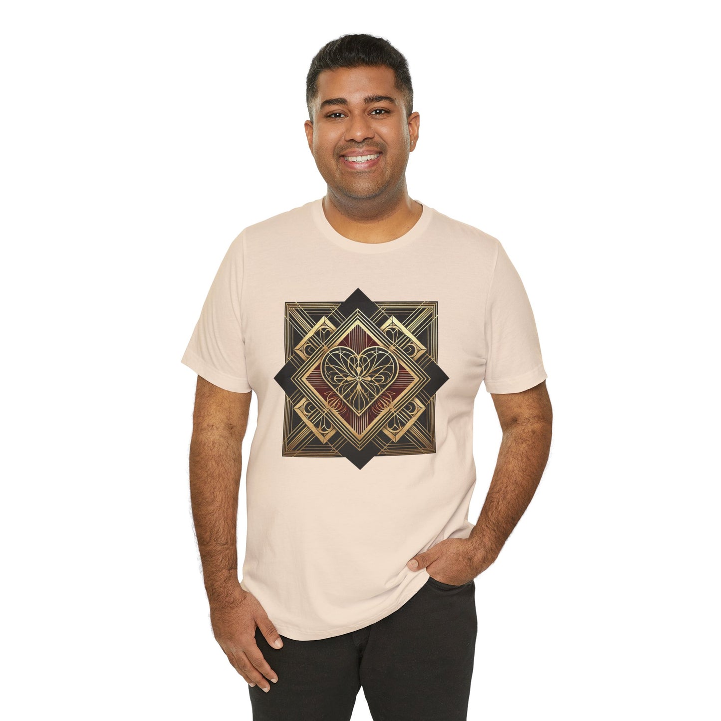 Art Deco Heart T-Shirt – Romantic Valentine's Day Graphic Tee