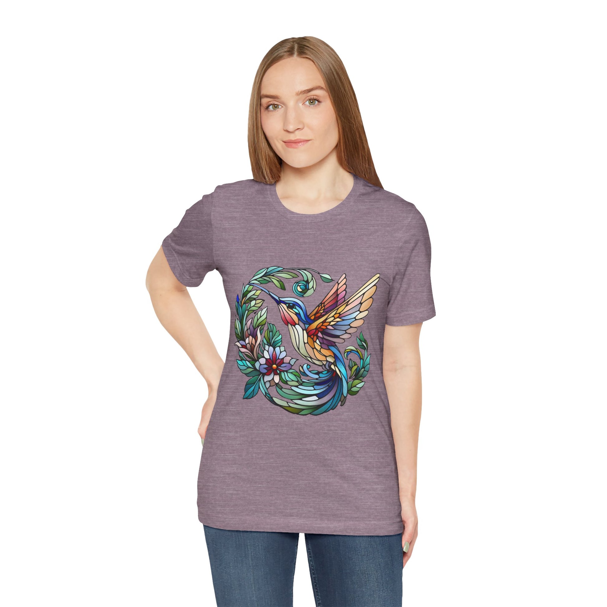 Stained Glass Hummingbird Tee – Vibrant Nature Shirt - WhimSpin - https://whimspin.com