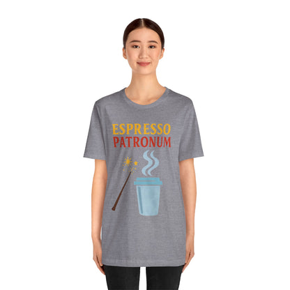 Espresso Patronum T-Shirt – Funny Coffee & Wizard Parody Tee