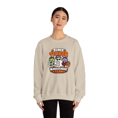 Tiny Terror Management Team Sweatshirt – Funny Halloween Parent Crewneck
