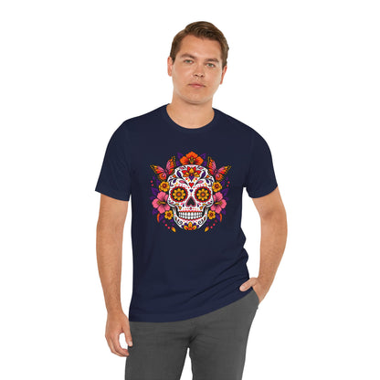 Floral Sugar Skull T-Shirt – Colorful Día de los Muertos Inspired Tee