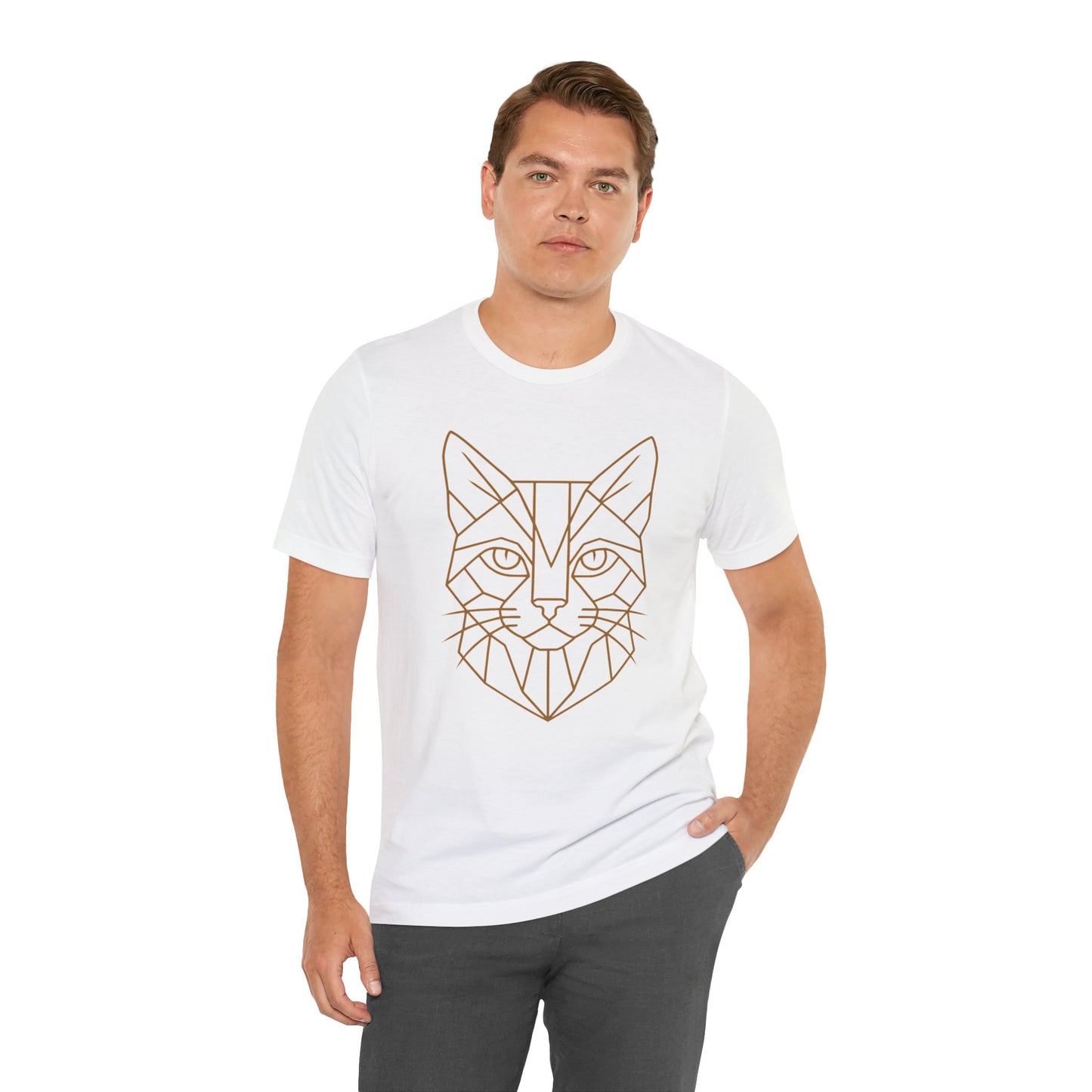 Geometric Cat T-Shirt – Minimalist Line Art Tee