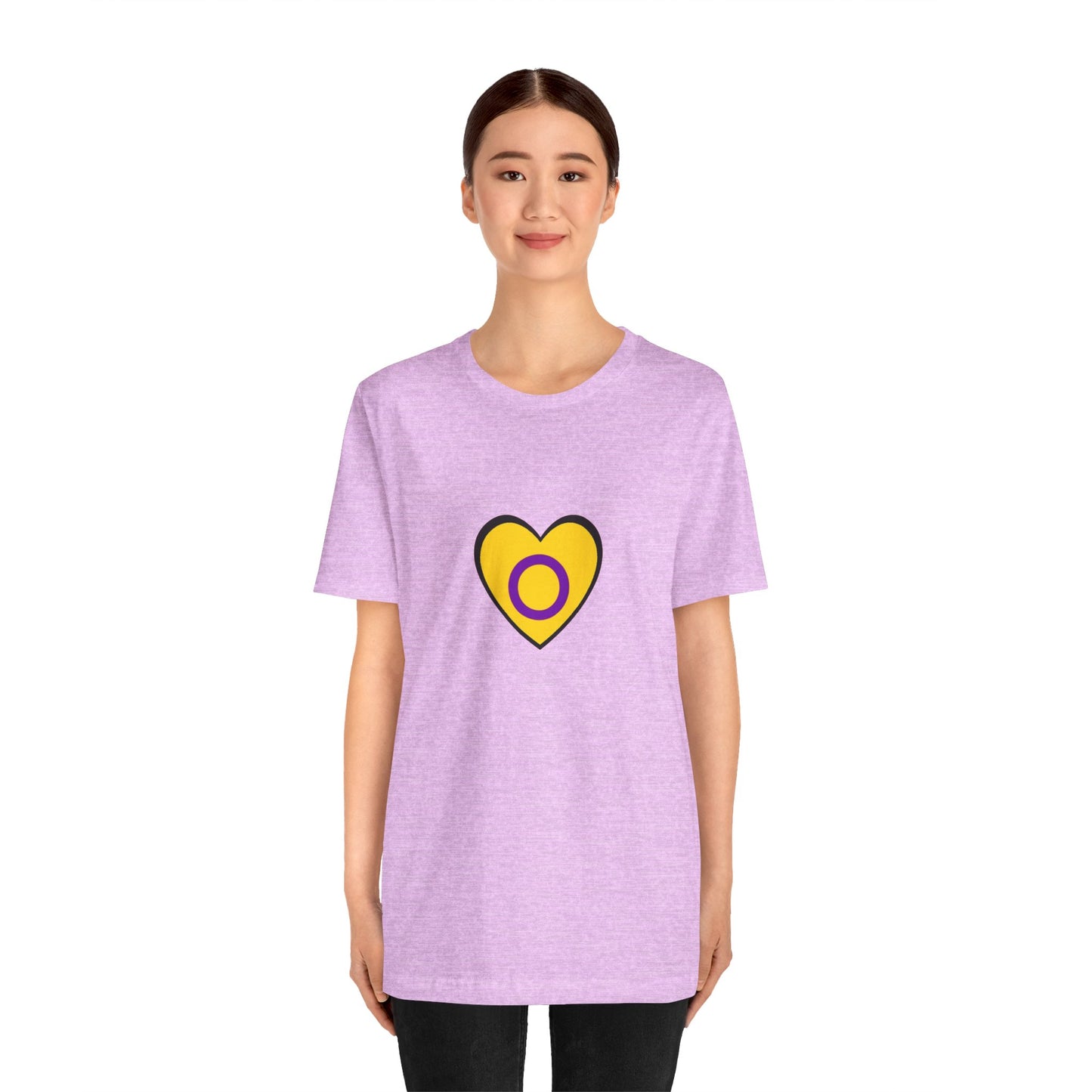 Intersex Pride Flag Heart T-Shirt – Minimalist LGBTQ+ Support Tee