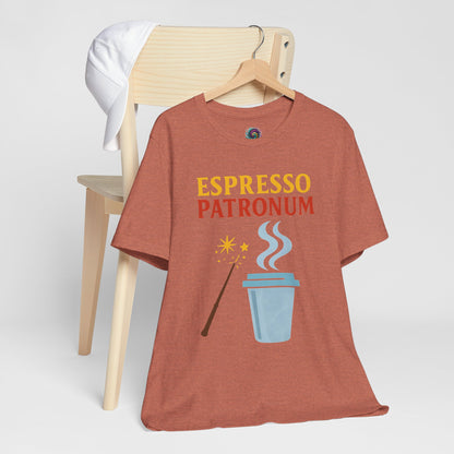 Espresso Patronum T-Shirt – Funny Coffee & Wizard Parody Tee