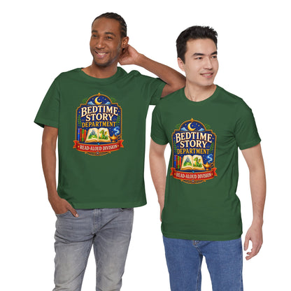 Bedtime Story Department T-Shirt – Read-Aloud Parent Tee
