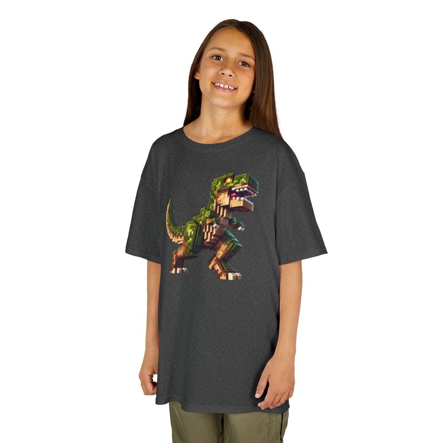 Pixel Dinosaur Kids T-Shirt – Retro Pixel T-Rex Gamer Tee