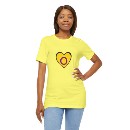 Intersex Pride Flag Heart T-Shirt – Minimalist LGBTQ+ Support Tee - WhimSpin - https://whimspin.com