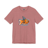 Dusty rose graphic T-shirt with orange fish-shark swimming front print
