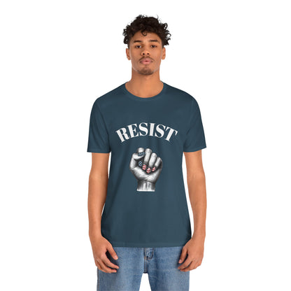 Resist Feminist Power Fist Tee – USA Flag Nails Protest Shirt