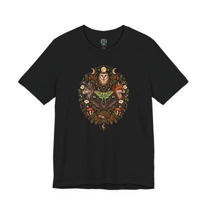 Nocturnal Woodland Animals T-Shirt – Moonlit Nature Tee