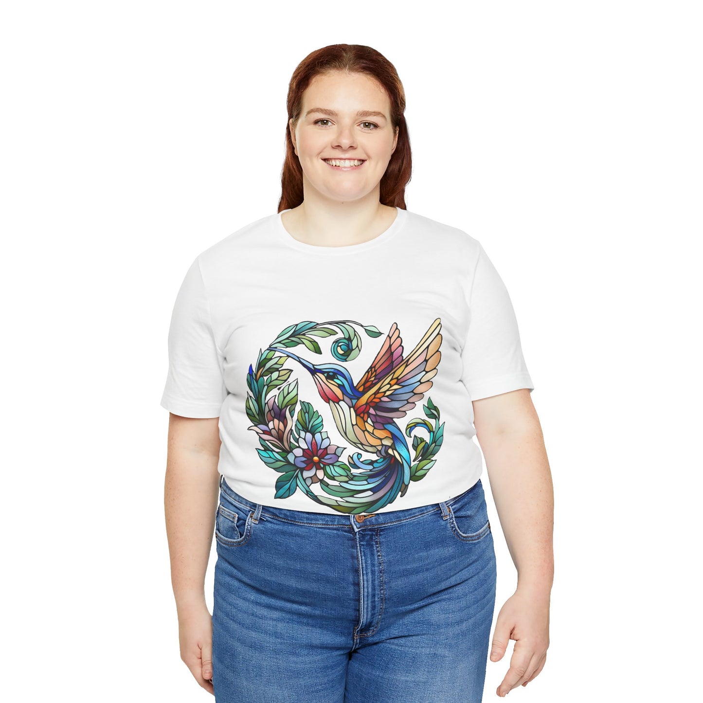 Stained Glass Hummingbird Tee – Vibrant Nature Shirt - WhimSpin - https://whimspin.com