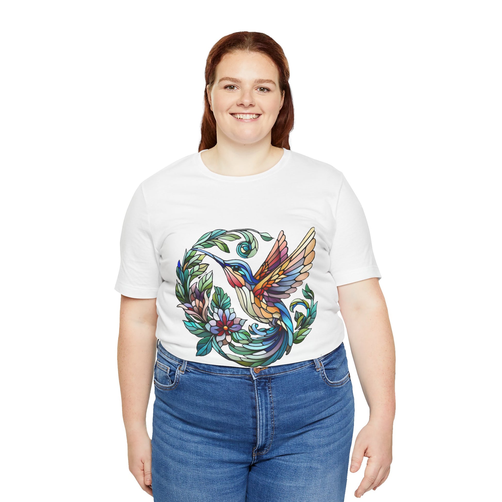 Stained Glass Hummingbird Tee – Vibrant Nature Shirt - WhimSpin - https://whimspin.com