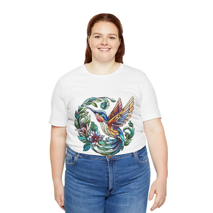 Stained Glass Hummingbird Tee – Vibrant Nature Shirt - WhimSpin - https://whimspin.com