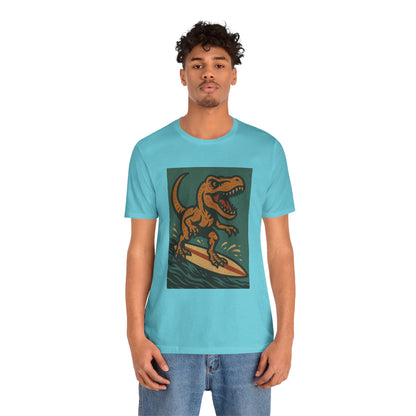 Surfing T-Rex T-Shirt – Funny Dinosaur Surfing Graphic Tee