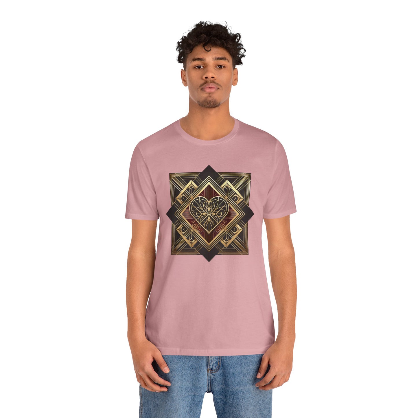 Art Deco Heart T-Shirt – Romantic Valentine's Day Graphic Tee