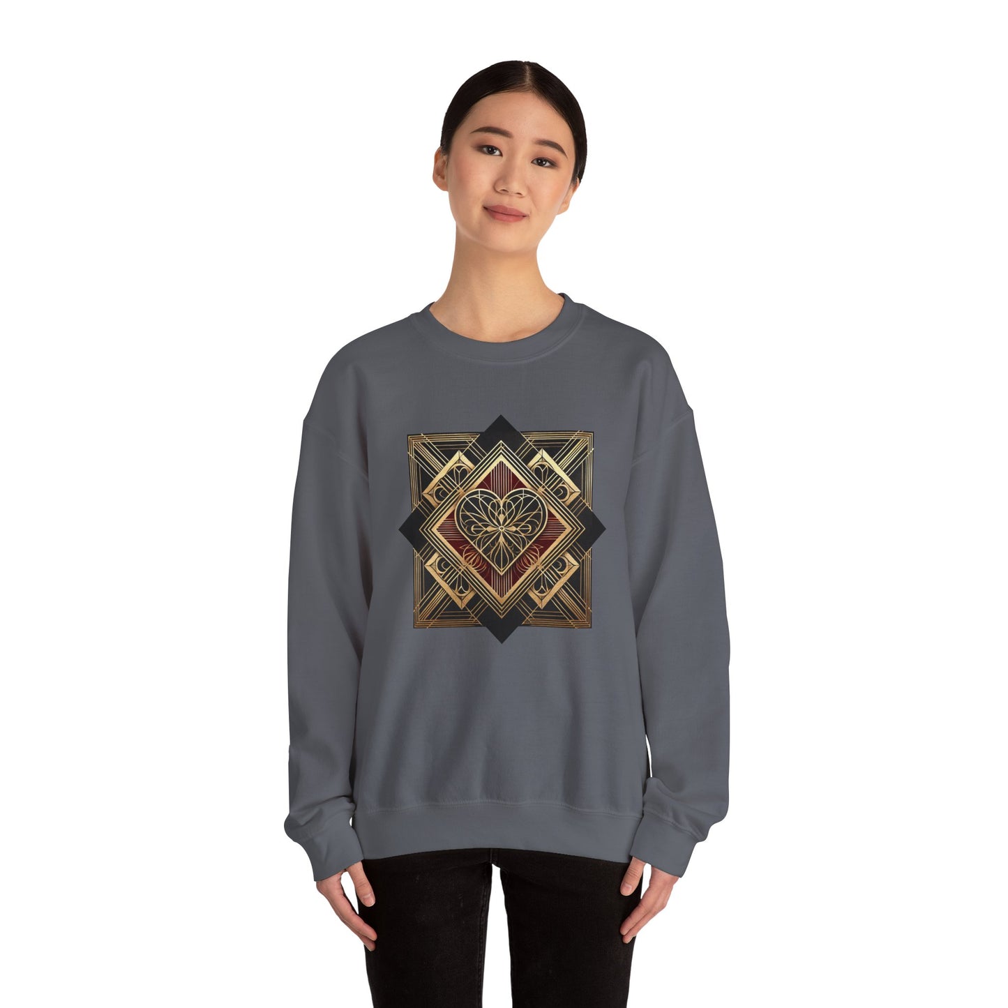 Art Deco Heart Sweatshirt – Romantic Valentine's Day Pullover
