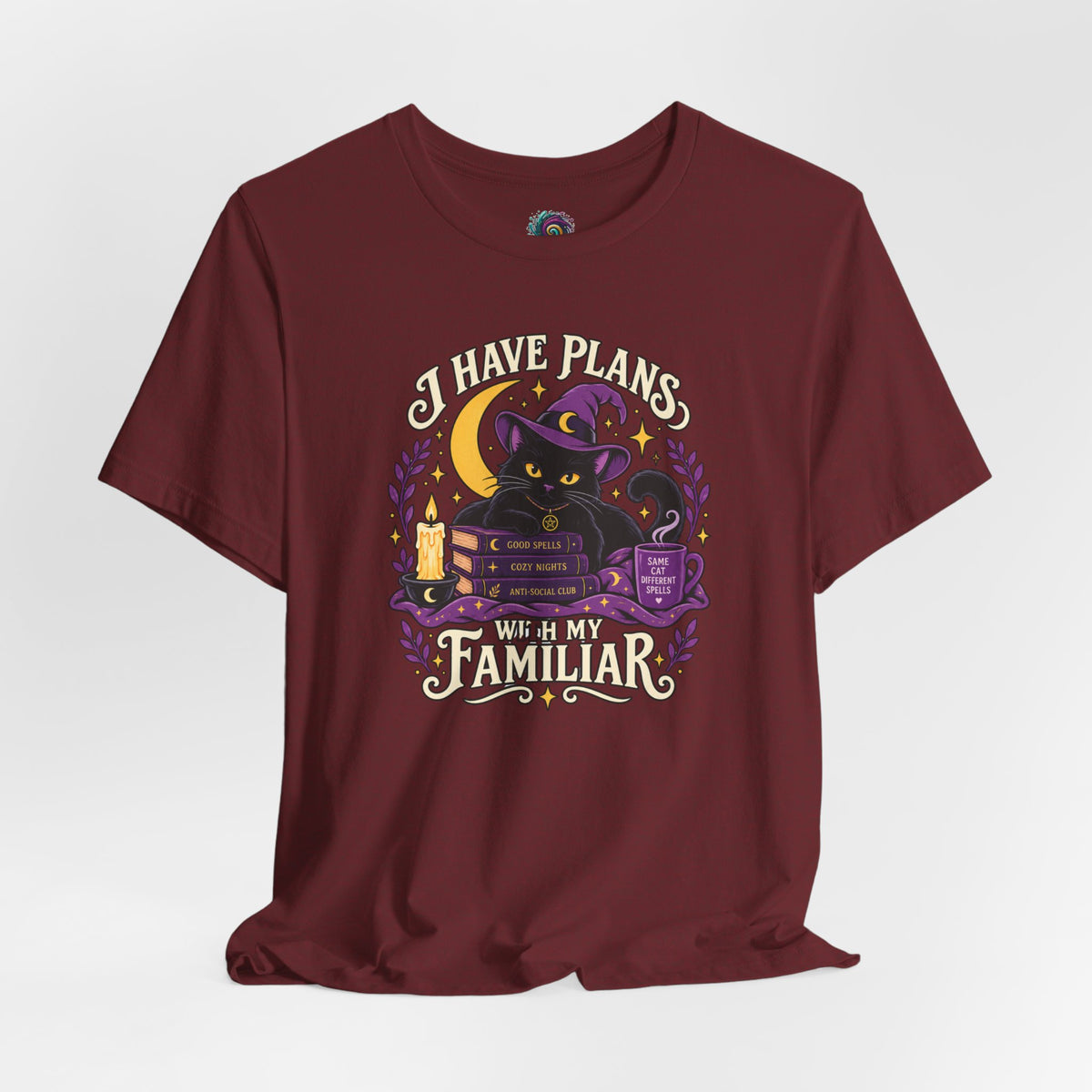 I Have Plans With My Familiar T-Shirt - Funny Witchy Introvert Cat Tee