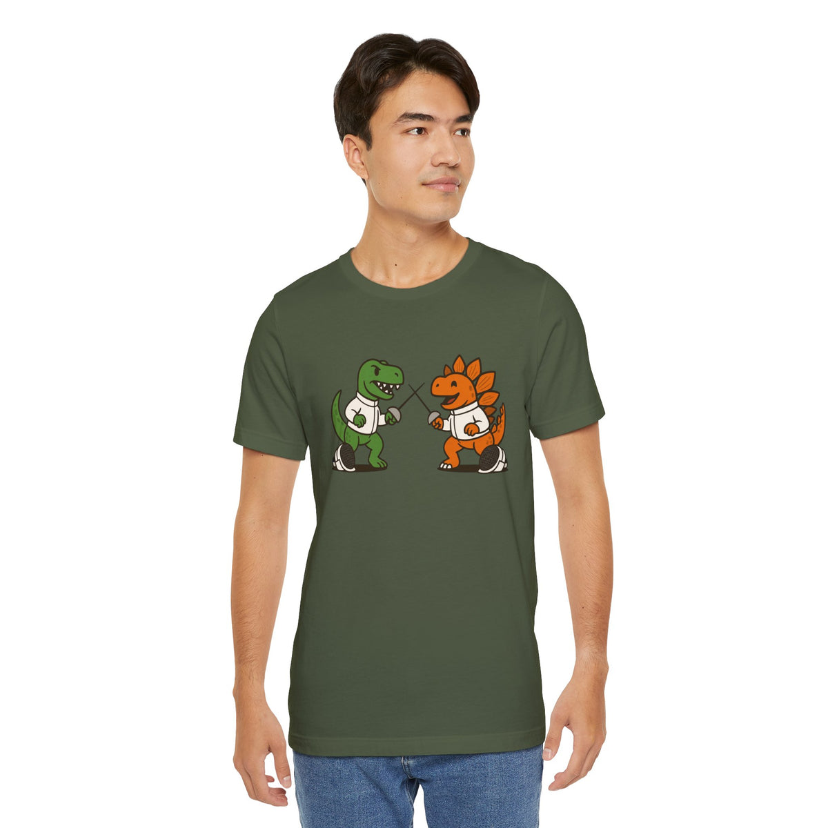 Dinosaur Fencing T-Shirt – T-Rex vs Stegosaurus Tee