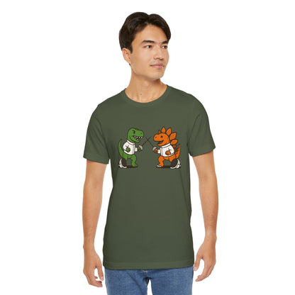 Dinosaur Fencing T-Shirt – T-Rex vs Stegosaurus Tee