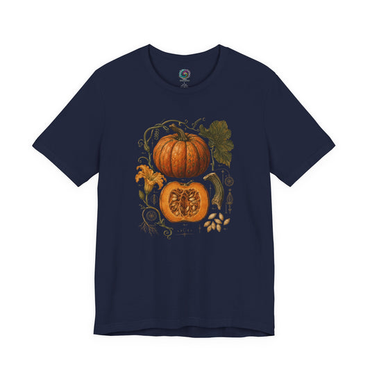 Botanical Pumpkin Study T-Shirt – Vintage Autumn Illustration Tee