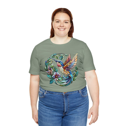 Stained Glass Hummingbird Tee – Vibrant Nature Shirt