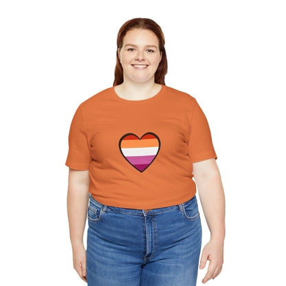 Lesbian Flag Heart T-Shirt – Bold LGBTQ+ Graphic Tee