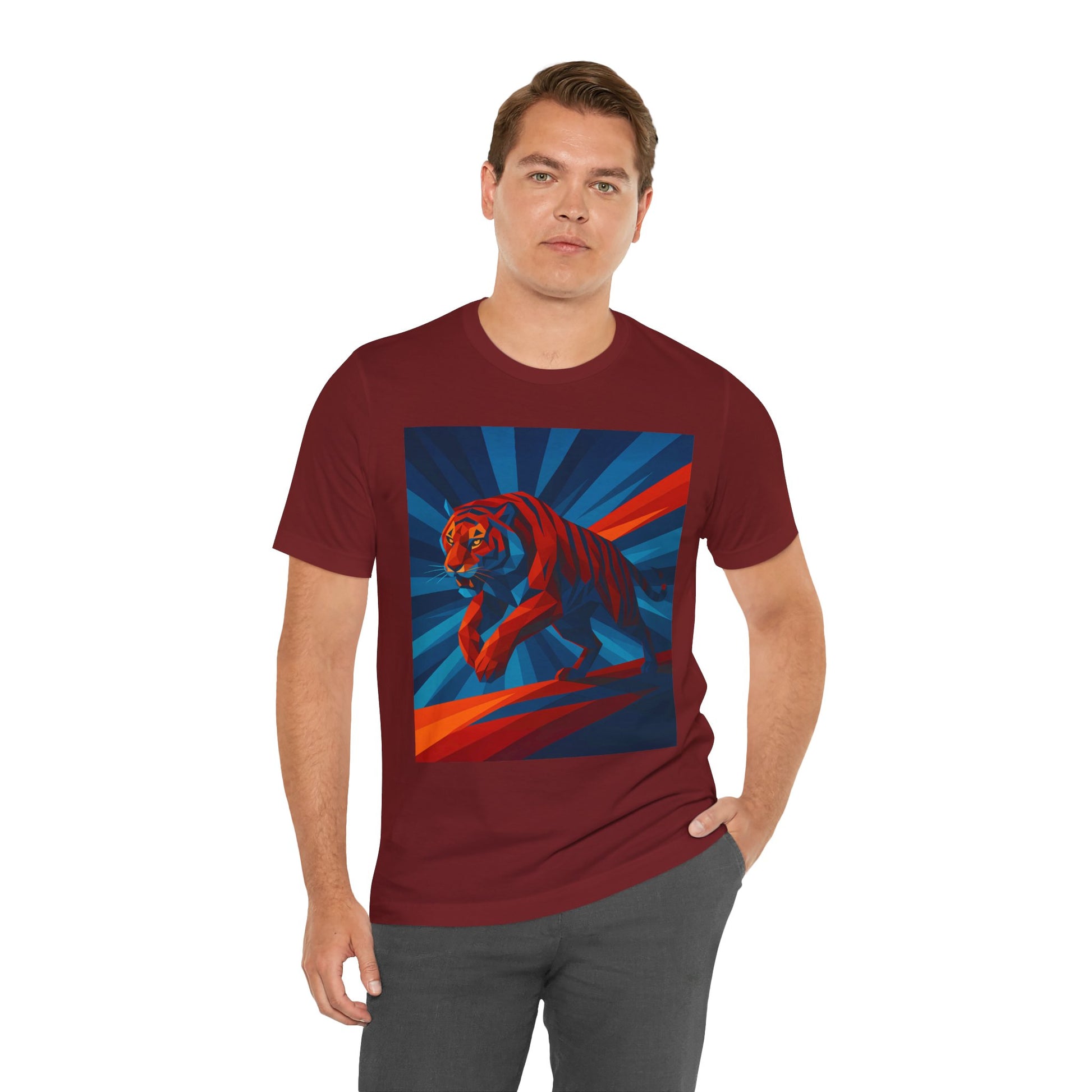 Geometric Tiger T-Shirt – Bold Jungle Animal Tee in Abstract Style - WhimSpin - https://whimspin.com