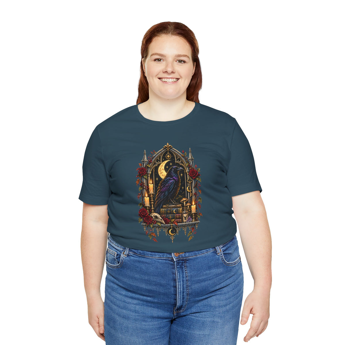 Raven’s Reliquary Tee – Gothic Moonlit Raven T-shirt