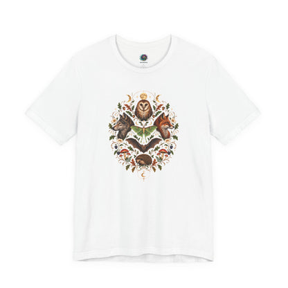Nocturnal Woodland Animals T-Shirt – Moonlit Nature Tee