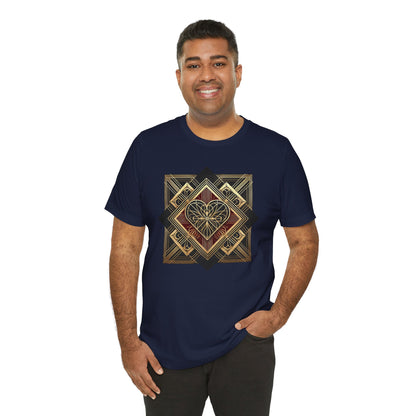 Art Deco Heart T-Shirt – Romantic Valentine's Day Graphic Tee