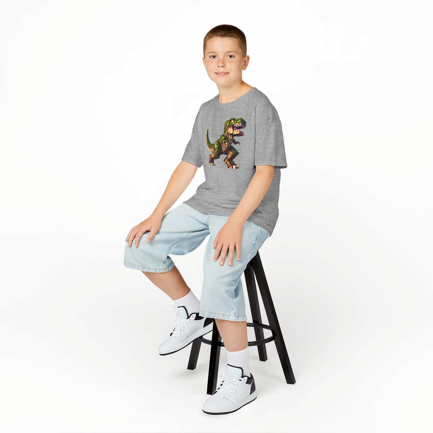 Pixel Dinosaur Kids T-Shirt – Retro Pixel T-Rex Gamer Tee