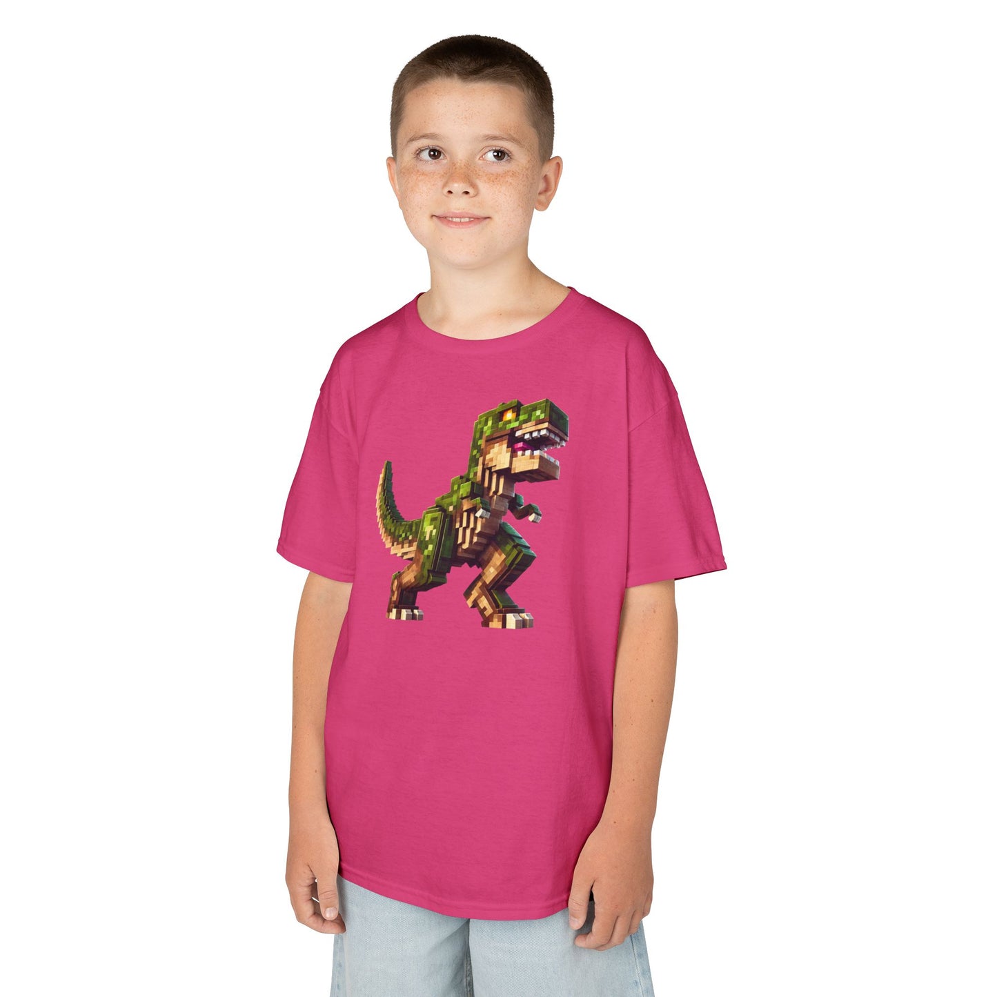 Pixel Dinosaur Kids T-Shirt – Retro Pixel T-Rex Gamer Tee