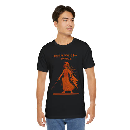 Right of Way Is for Mortals T-Shirt – Athena Fencing Tee for Myth & Sport Fans - WhimSpin - https://whimspin.com