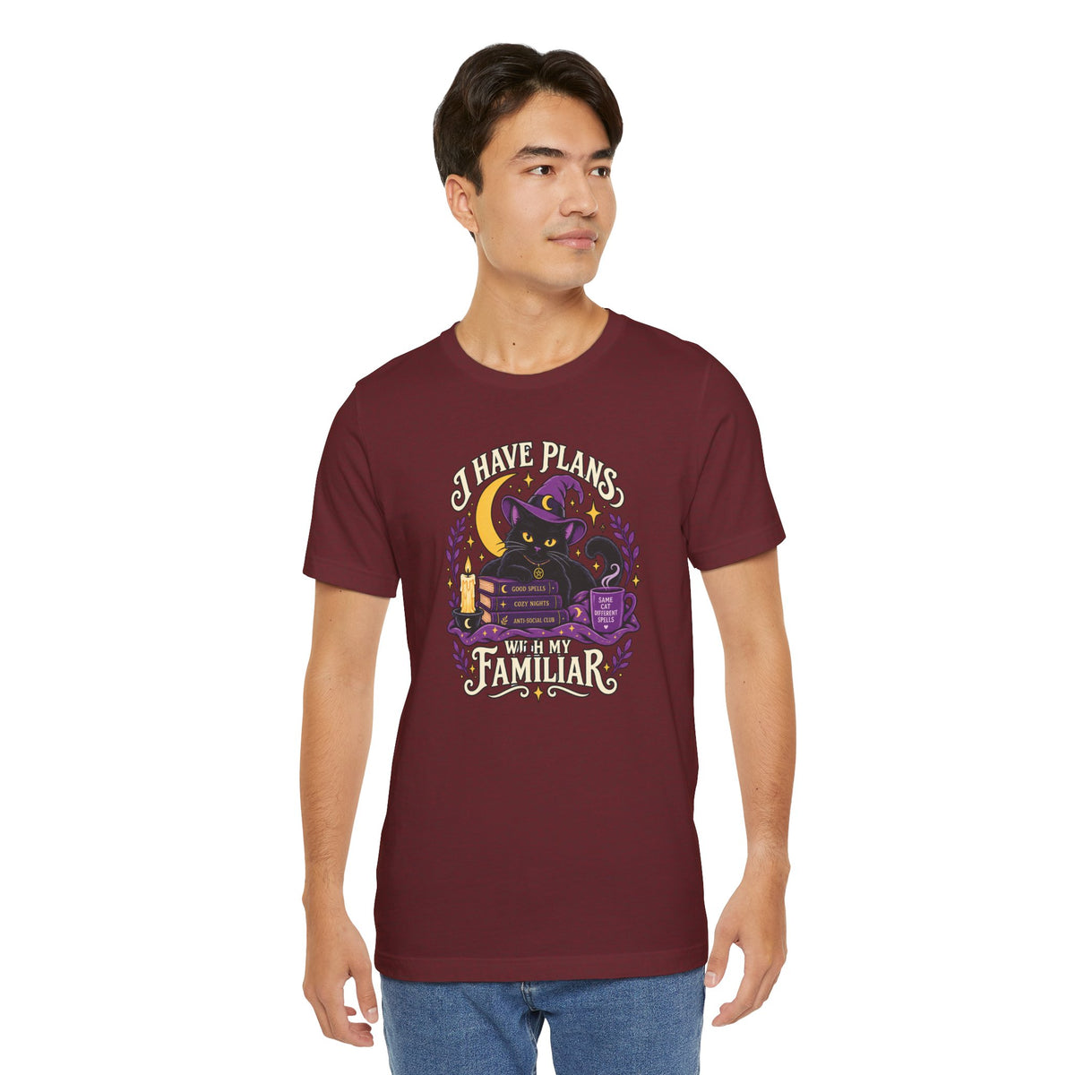 I Have Plans With My Familiar T-Shirt - Funny Witchy Introvert Cat Tee