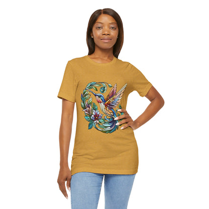 Stained Glass Hummingbird Tee – Vibrant Nature Shirt - WhimSpin - https://whimspin.com