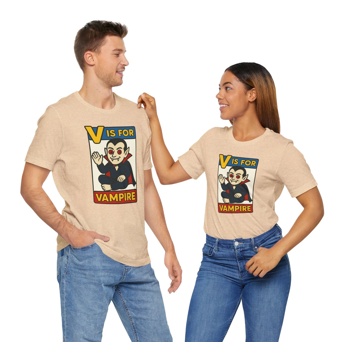 V is for Vampire T-Shirt – Funny Halloween Legend Alphabet Tee