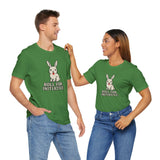 Green crewneck t-shirt with bunny graphic and 'Roll for Initiative' slogan
