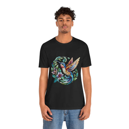 Stained Glass Hummingbird Tee – Vibrant Nature Shirt