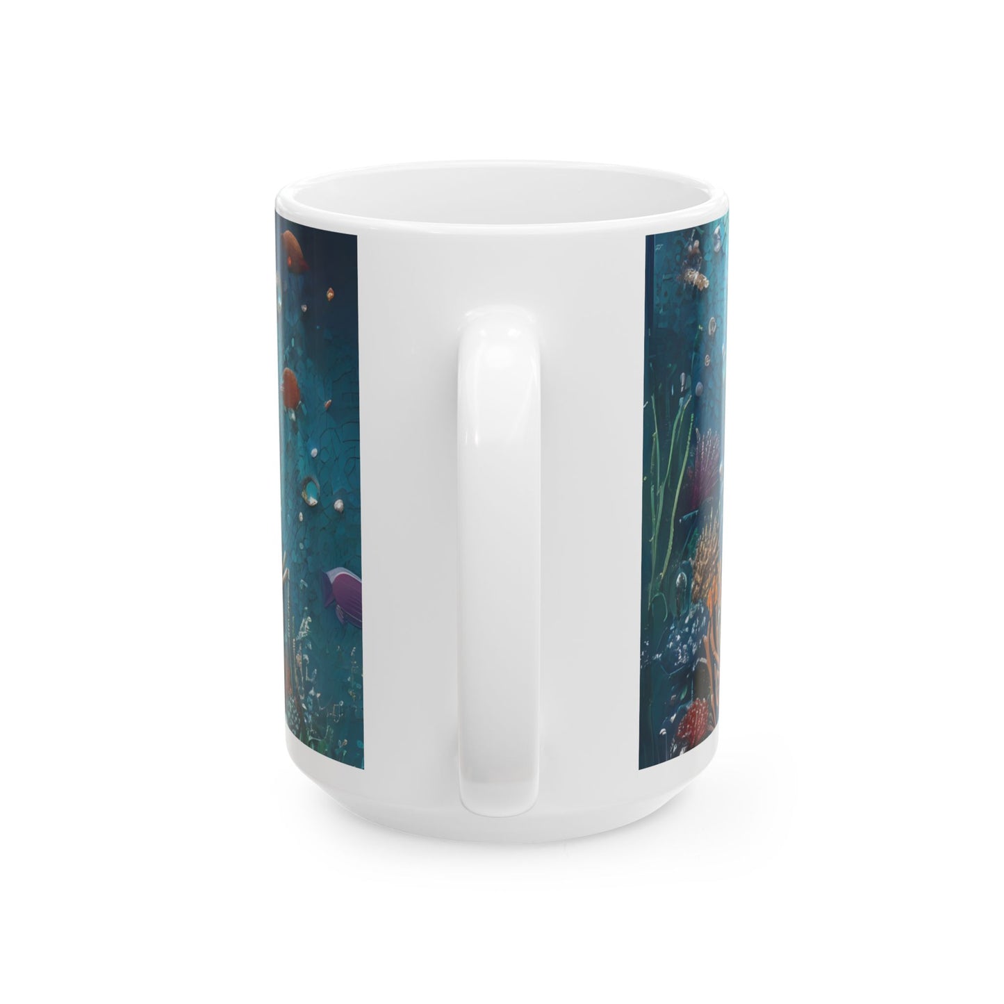 Ocean Mosaic Turtle Mug – Artistic Sea Life Coffee Cup - WhimSpin - https://whimspin.com