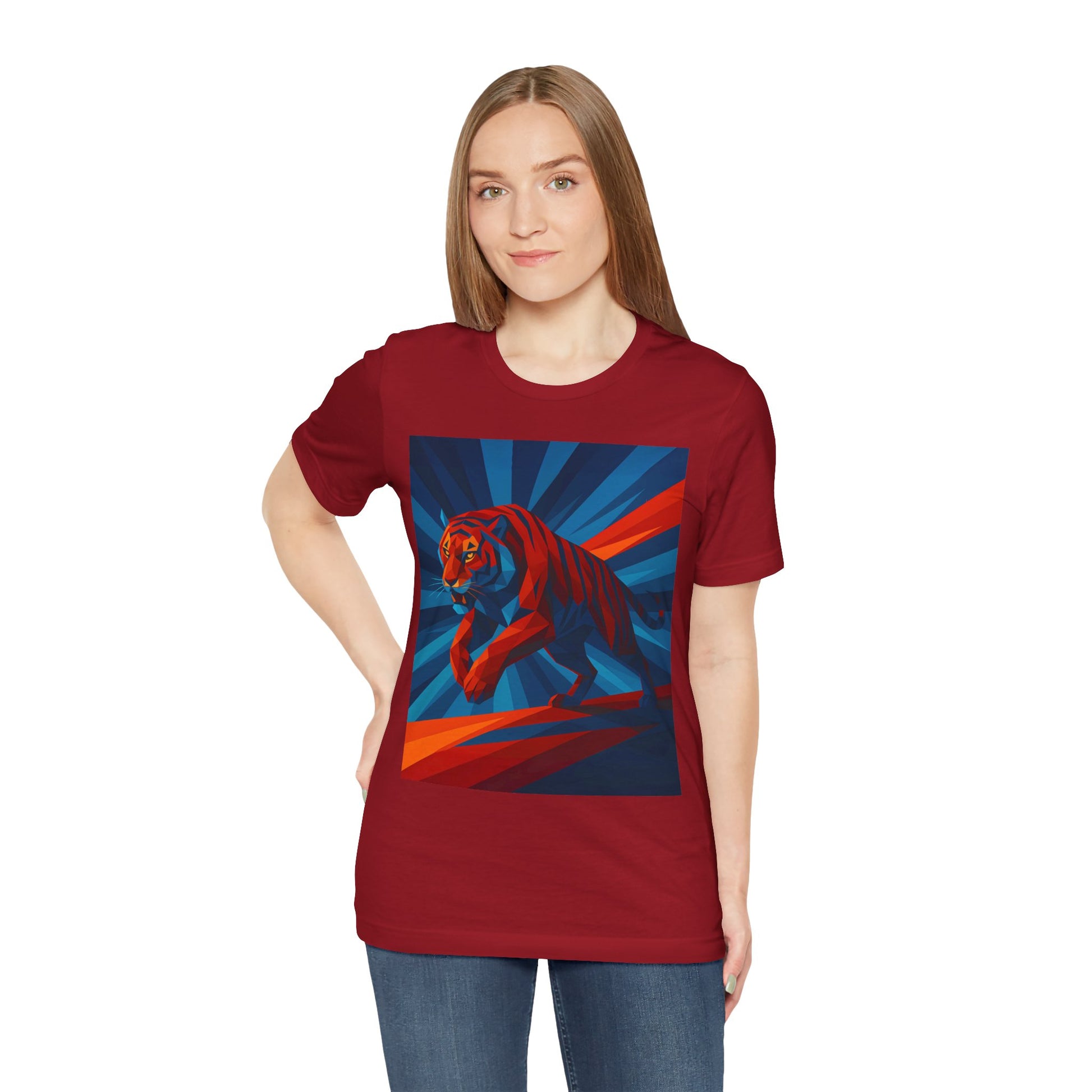 Geometric Tiger T-Shirt – Bold Jungle Animal Tee in Abstract Style - WhimSpin - https://whimspin.com