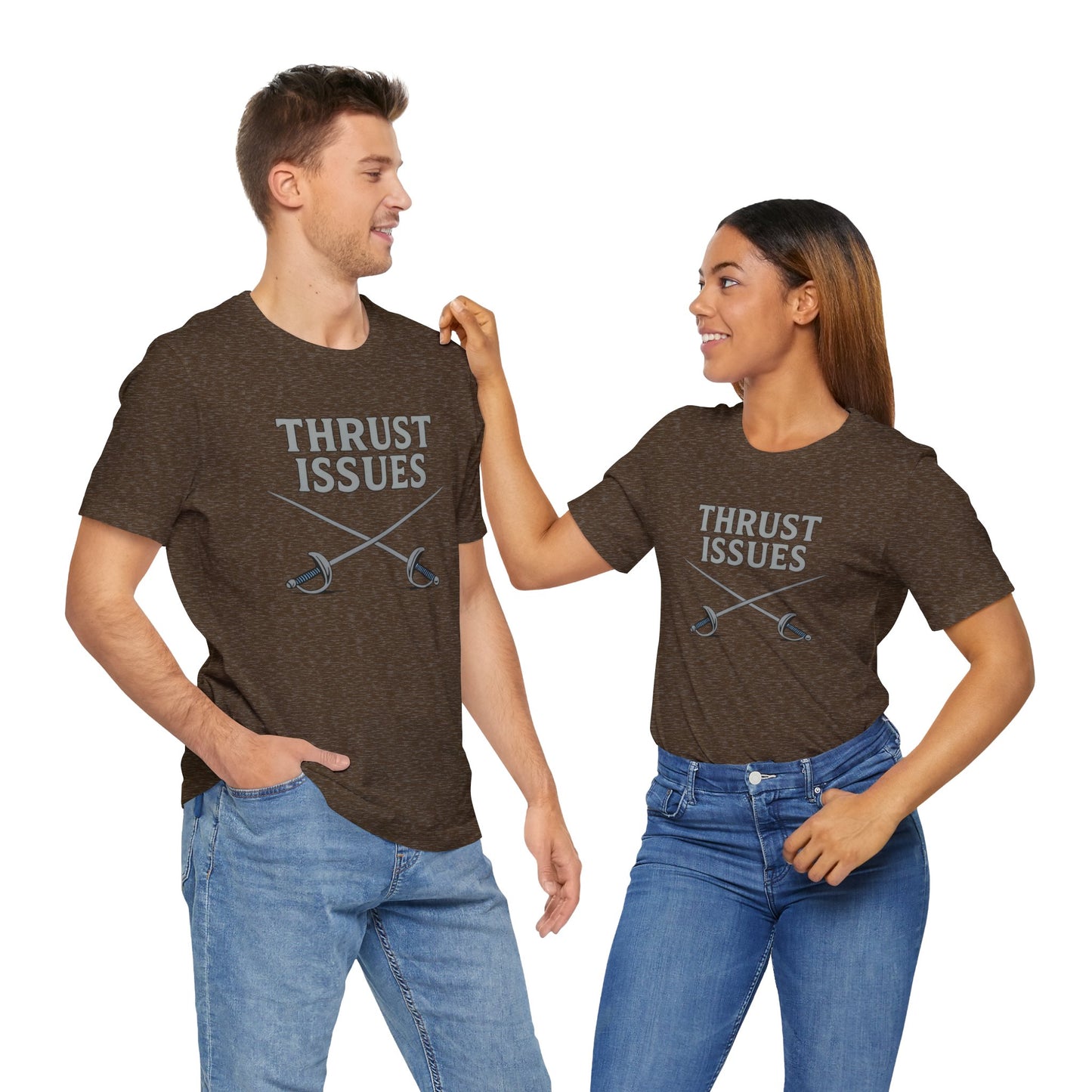 Thrust Issues Fencing T-Shirt – Funny Saber Shirt for Fencers & Pun Lovers