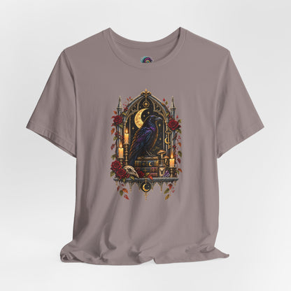 Raven’s Reliquary Tee – Gothic Moonlit Raven T-shirt