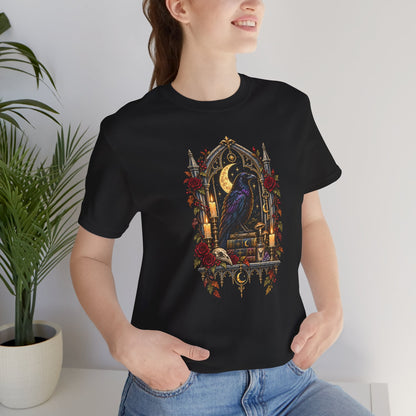 Raven’s Reliquary Tee – Gothic Moonlit Raven T-shirt