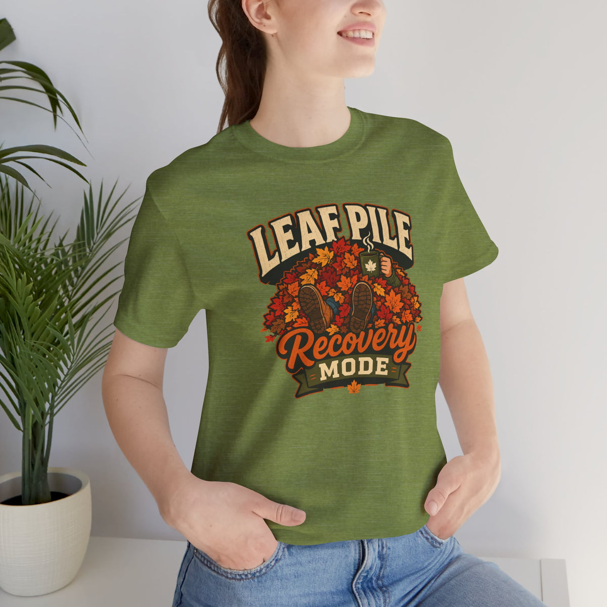 Leaf Pile Recovery Mode T-Shirt – Funny Fall Leaves Tee