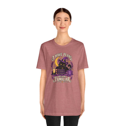 I Have Plans With My Familiar T-Shirt - Funny Witchy Introvert Cat Tee