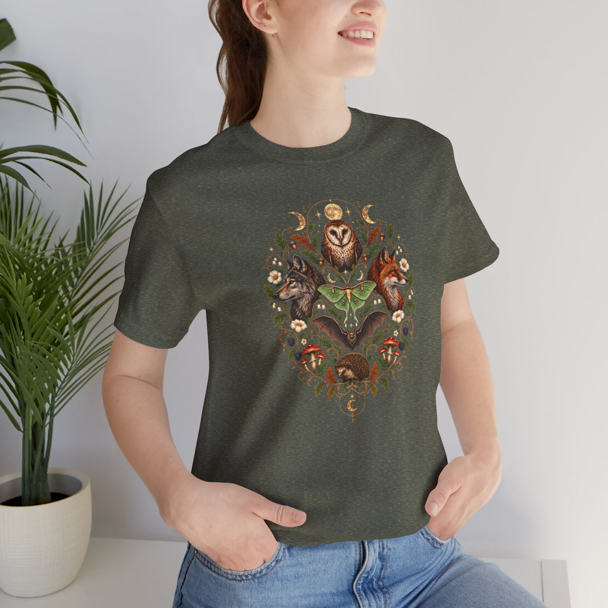 Nocturnal Woodland Animals T-Shirt – Moonlit Nature Tee