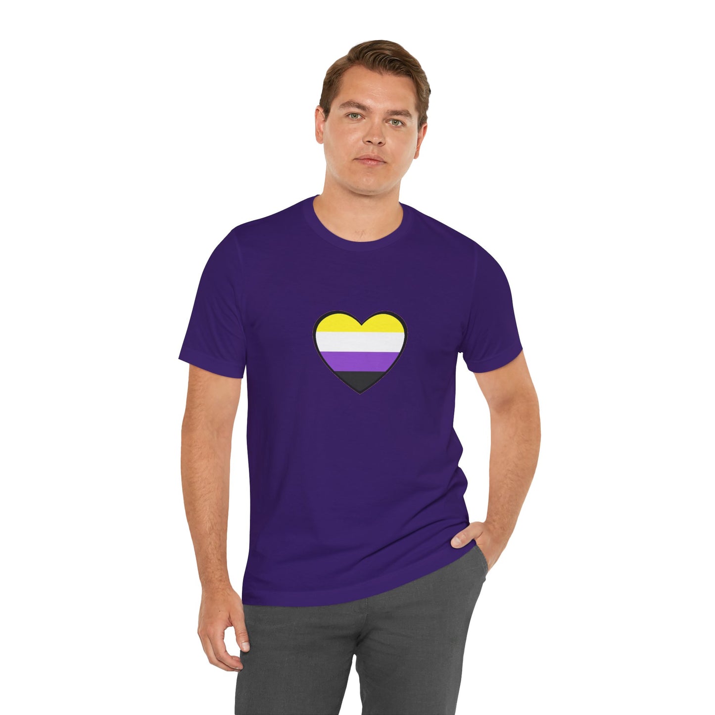 Nonbinary Pride Flag Heart T-Shirt – Unisex LGBTQ+ Graphic Tee