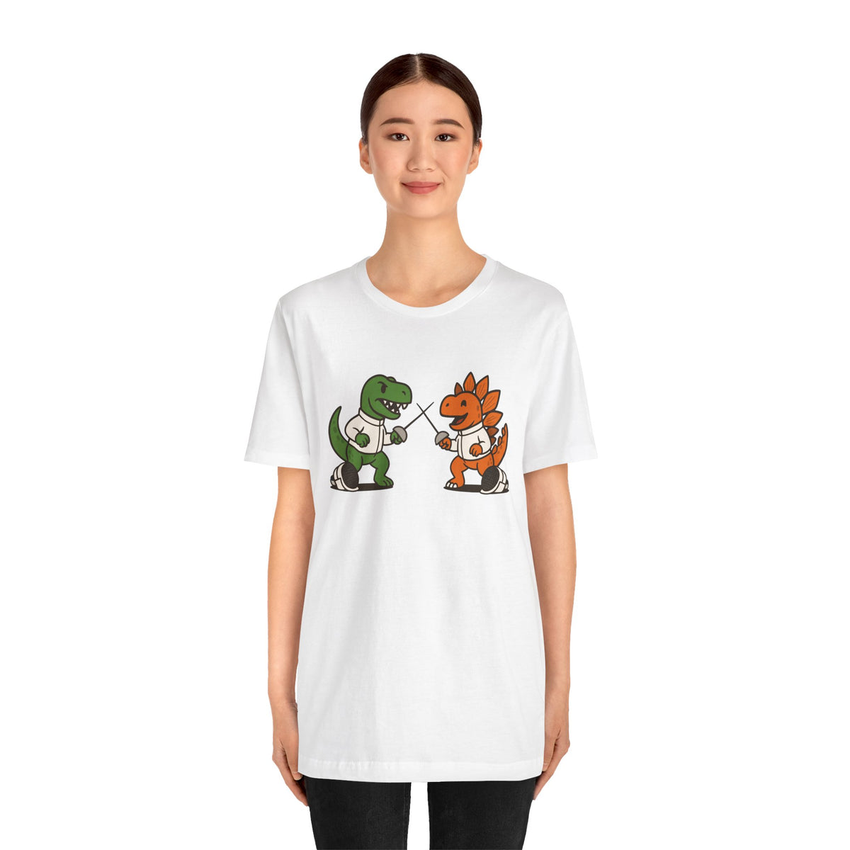Dinosaur Fencing T-Shirt – T-Rex vs Stegosaurus Tee