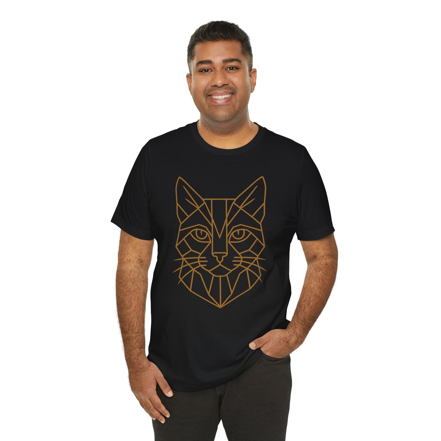 Geometric Cat T-Shirt – Minimalist Line Art Tee